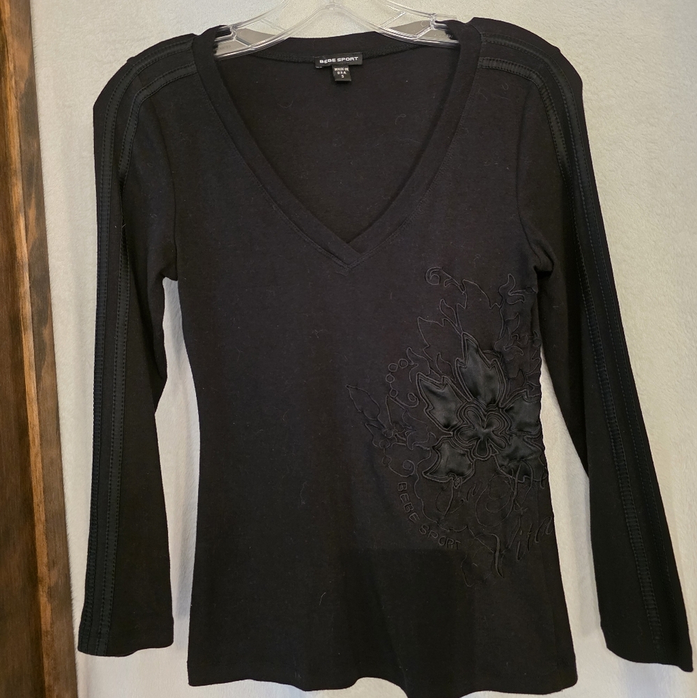 bebe Elegant Black Long Sleeve Tee